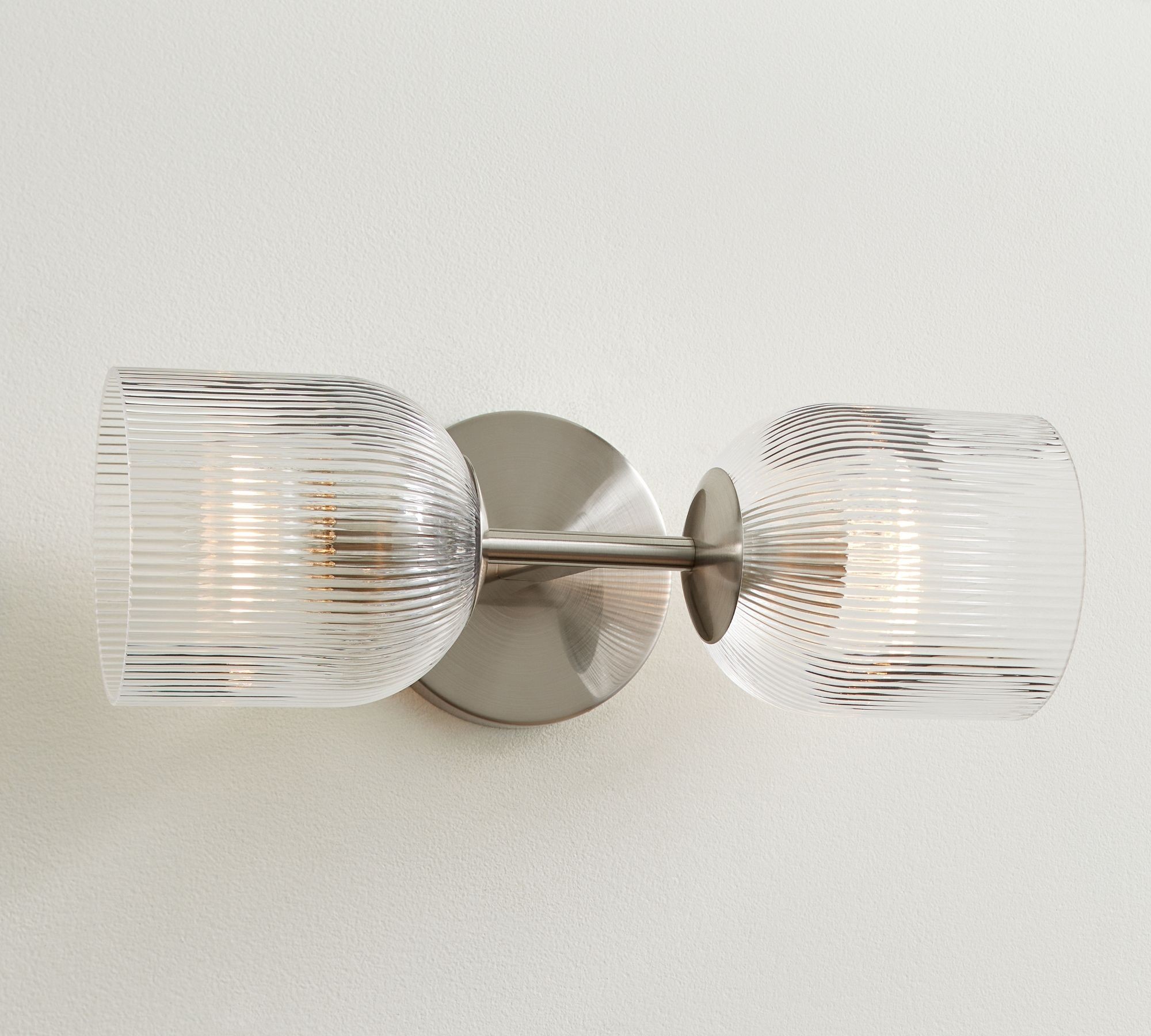 Bravira Ribbed Glass Sconce - Metal Wall Light with Clear Glass Shade T074