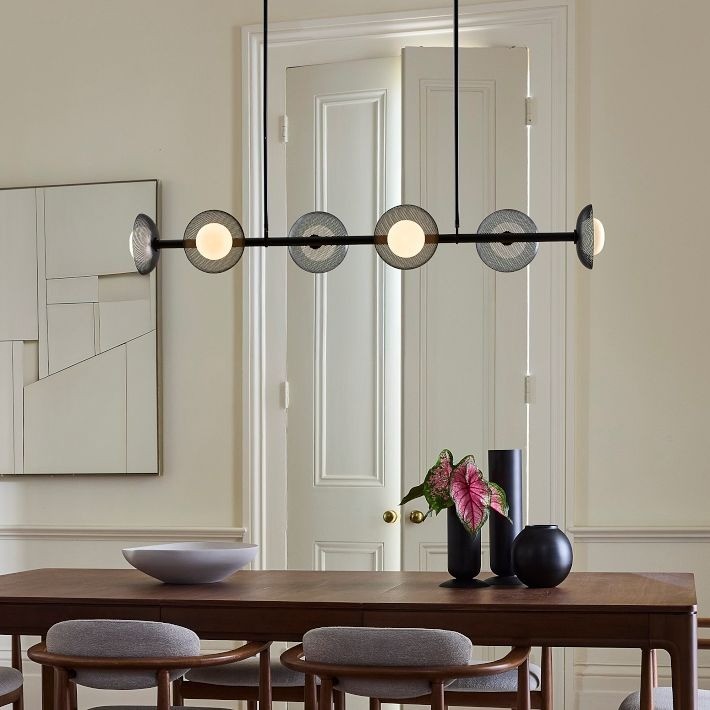 Elorina 6-Light Linear Chandelier - Modern Metal Light Fixture - Dining Room Lighting T006