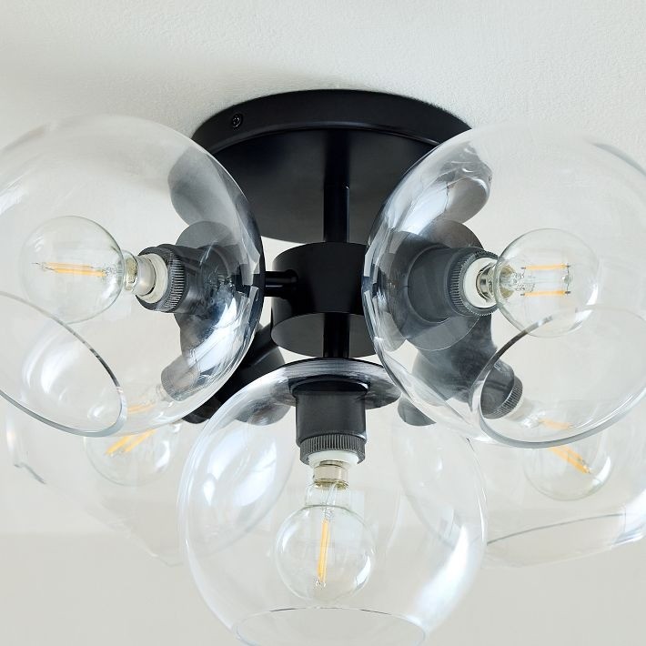 Brina Glass 5-Light Flush Mount - Minimalist Glass Ceiling Fixture T256