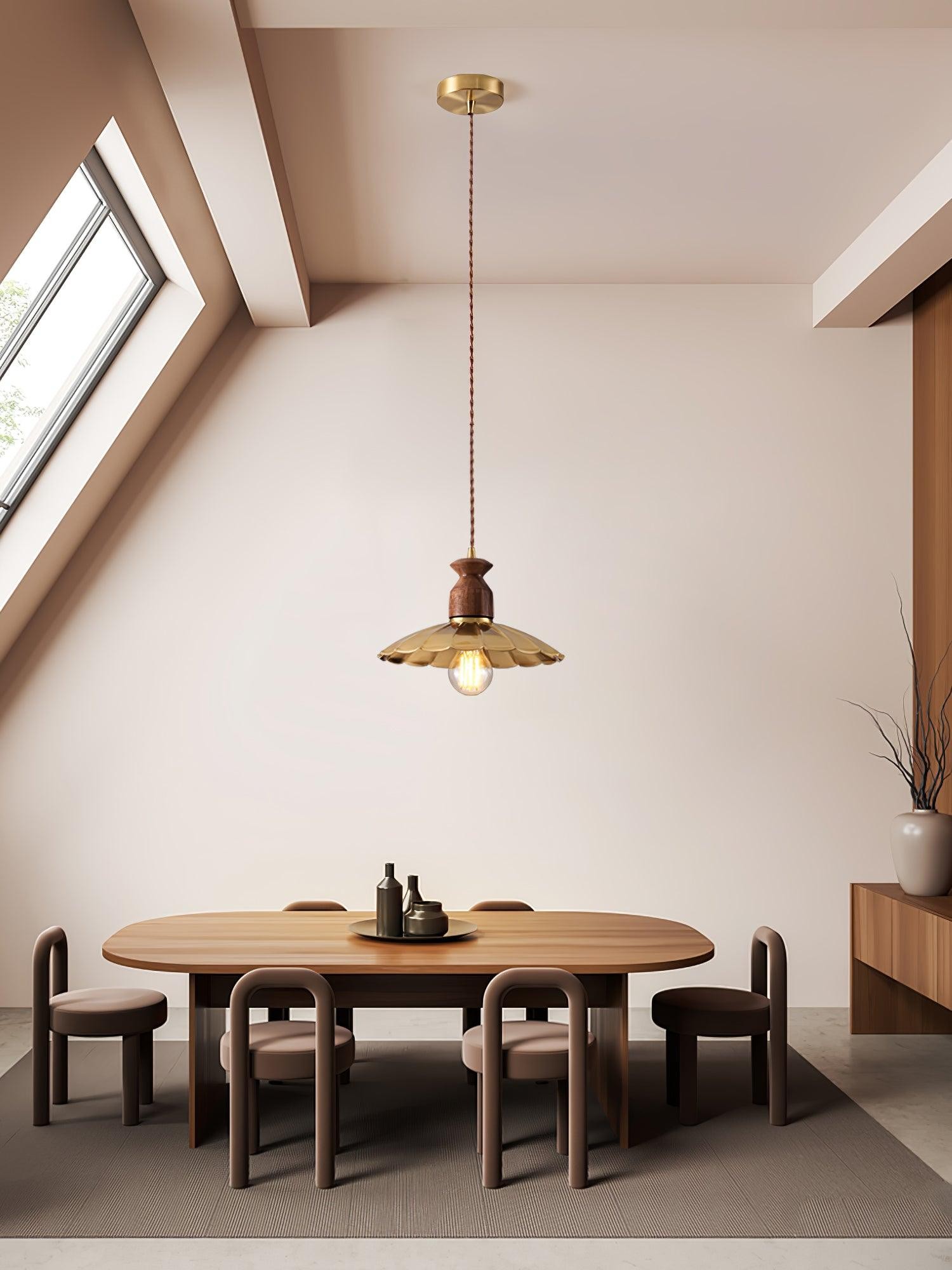 Round Brass Metal Badge Gold Pendant Lamp M84