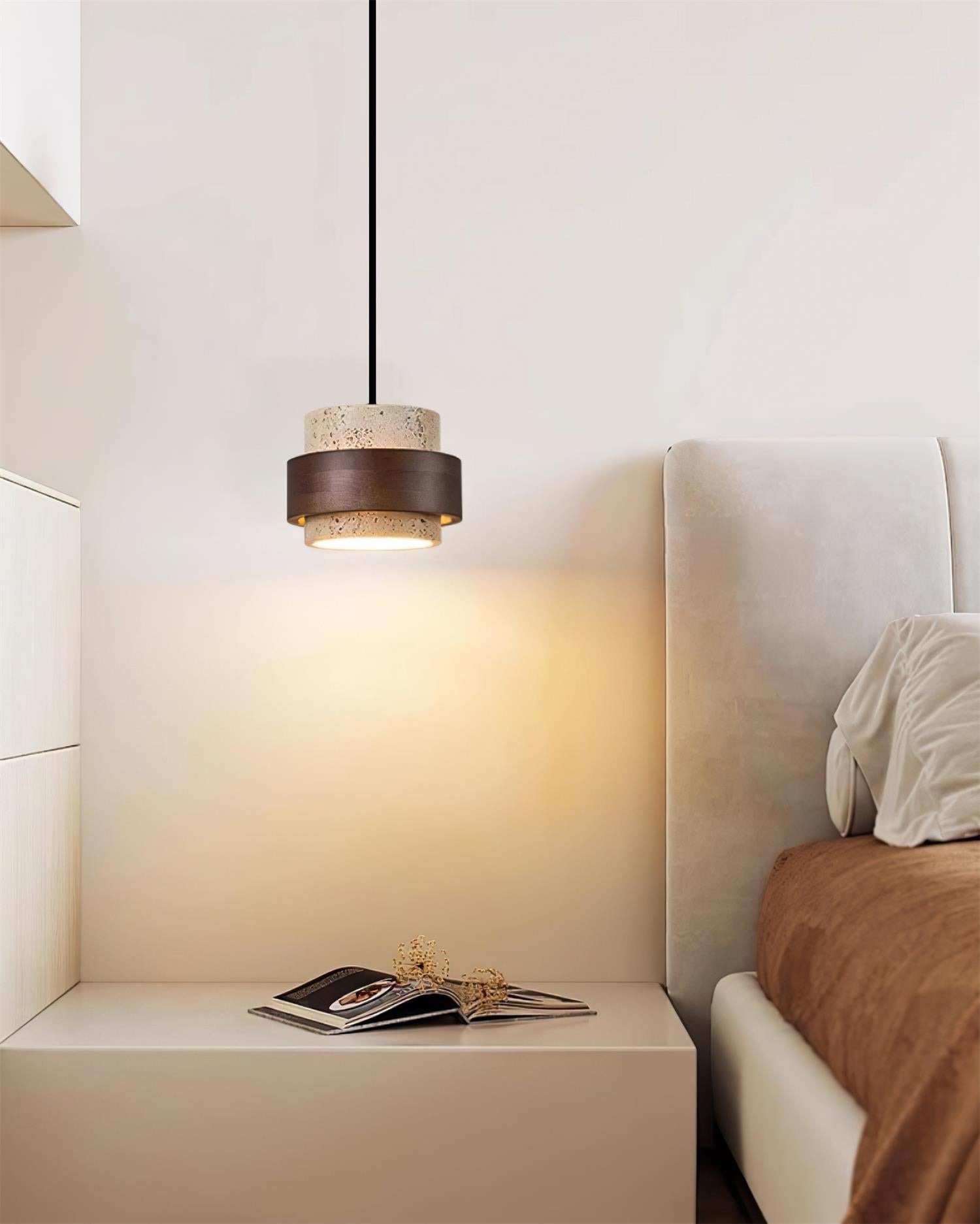 Cole Travertine Plug In Pendant Lamp D56
