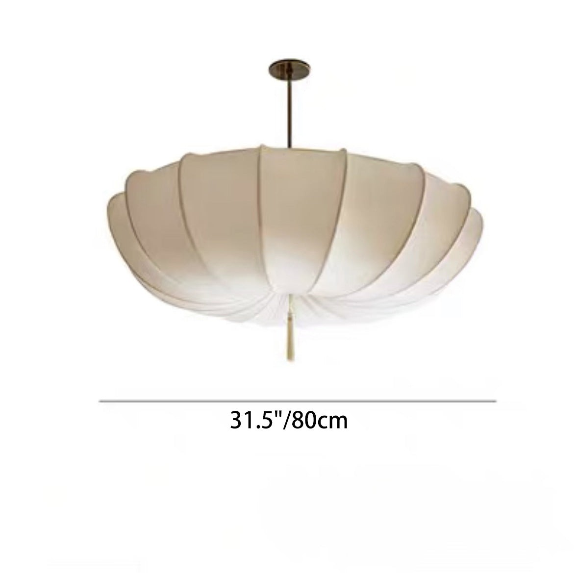 Traditional Japanese Round Iron Frame Fabric Shade 3/5 Light Chandelier For Living Room T261