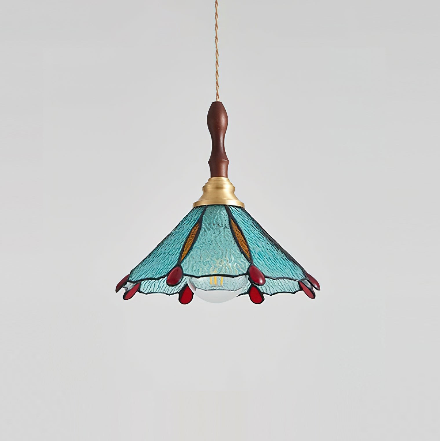 Vintage Tiffany Stanied Glass Pendant Lamp M336