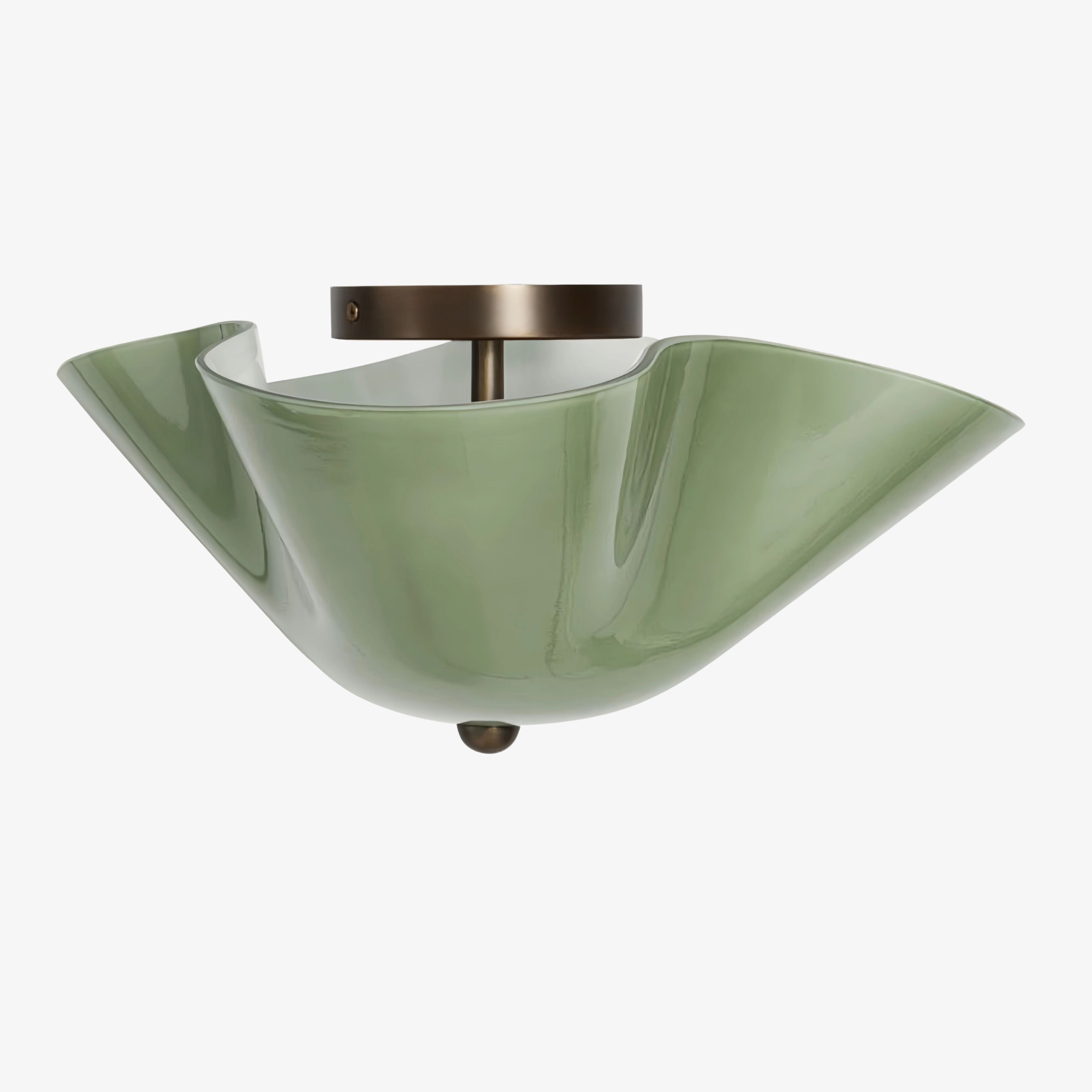Bellina Glass Flush Mount Ceiling Light - Brass Accent Modern Fixture T283