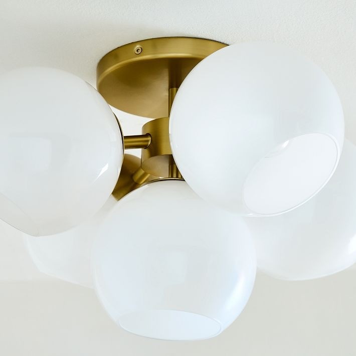 Brina Glass 5-Light Flush Mount - Minimalist Glass Ceiling Fixture T256