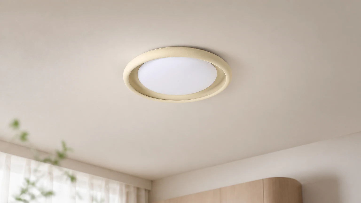 Prosta lampa sufitowa M229 w stylu nordyckim w poziomej scenie pomieszczenia