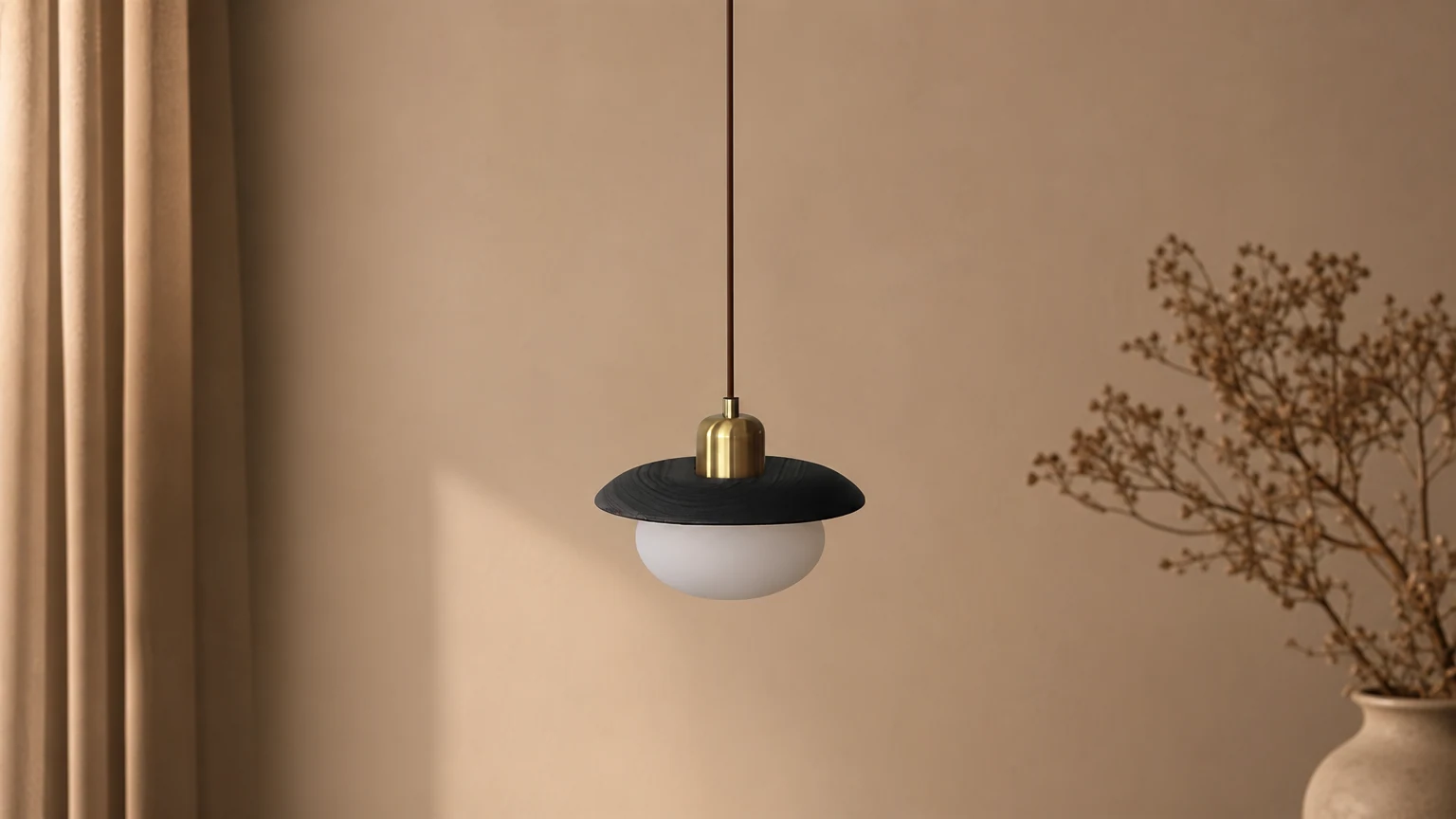 Lampa wisząca Mistral D193 zainstalowana w ciepłej scenerii wnętrza