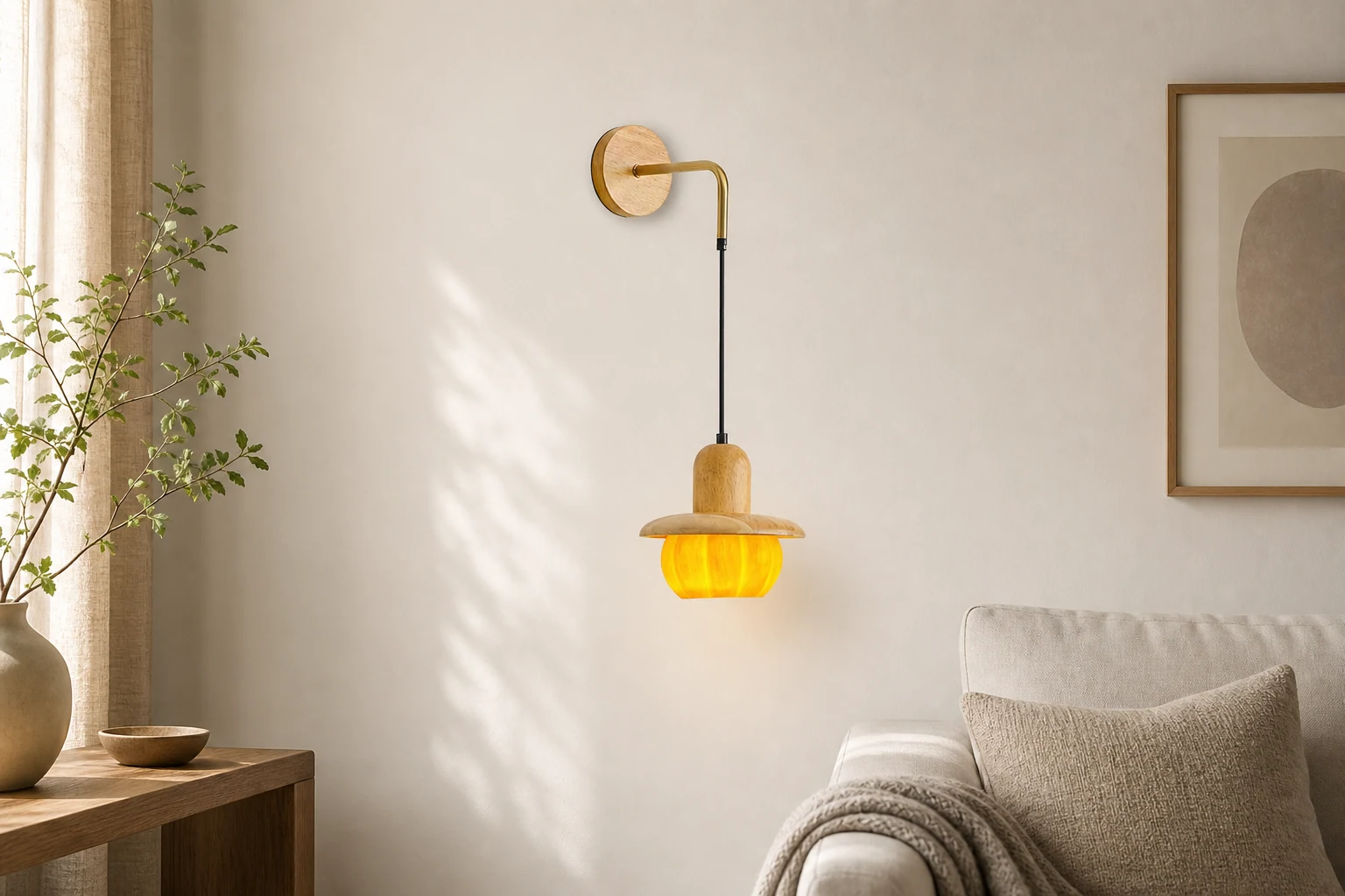 Kinkiet Dyniowy M314 pokazany w scenie wnętrza lifestylowej