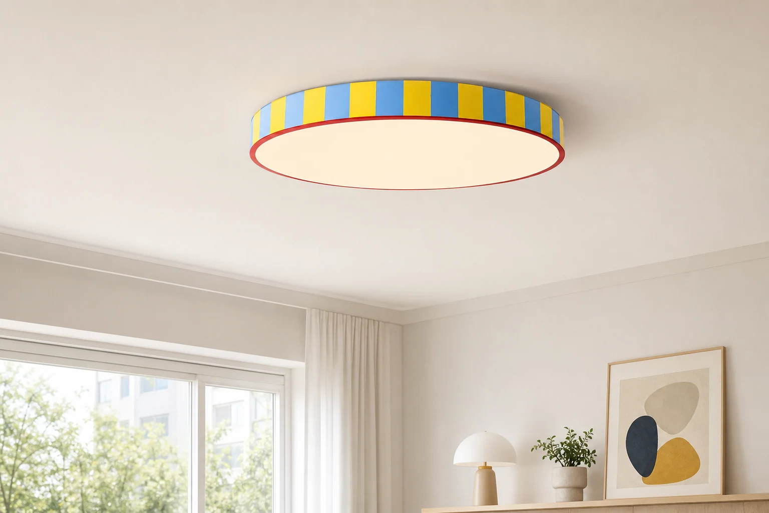 Lampa sufitowa Modulo Stripe w uzupełniającej scenie pokoju lifestylowego