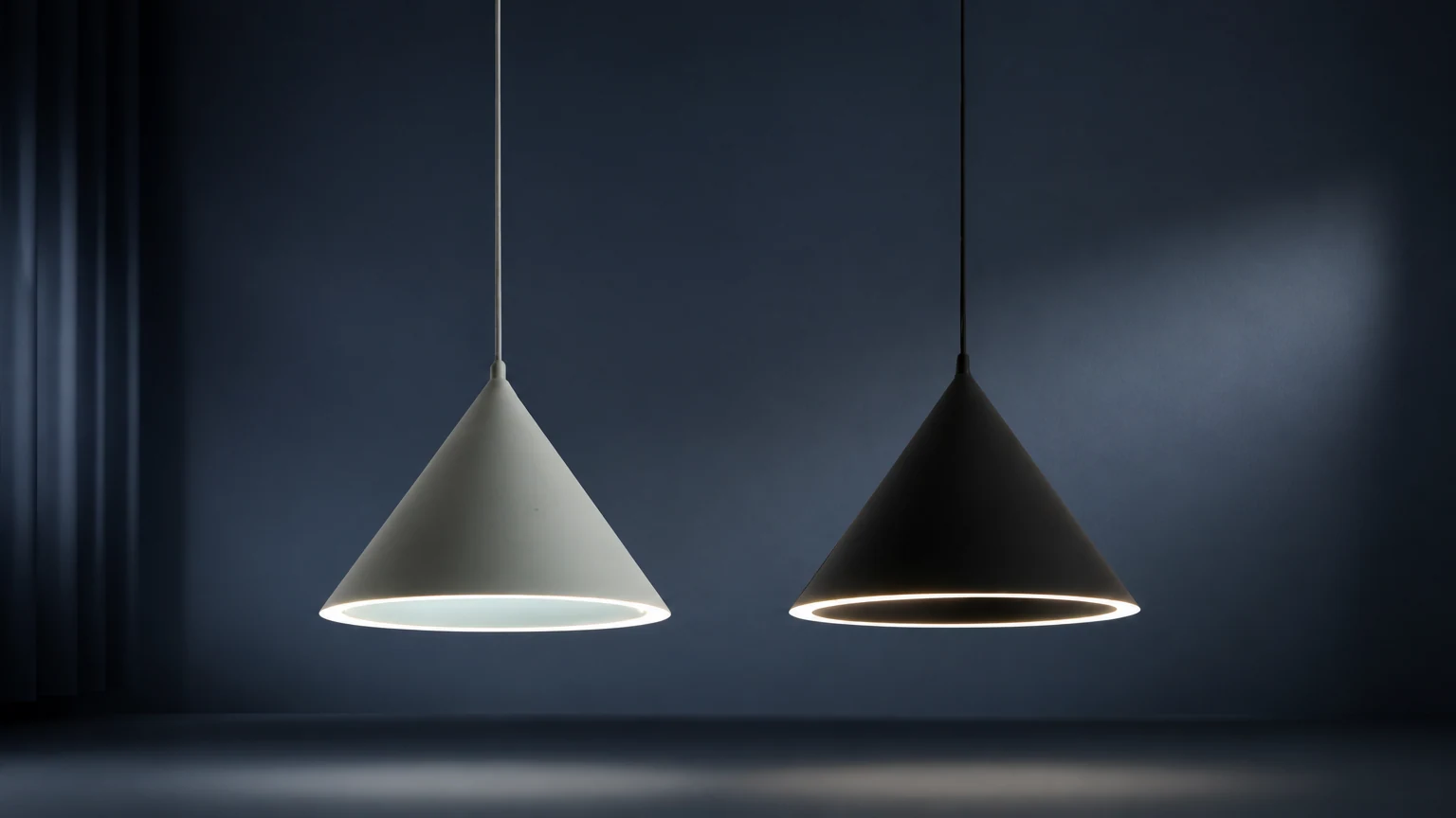 Lampa wisząca MINK w szerokiej, współczesnej scenerii pomieszczeń