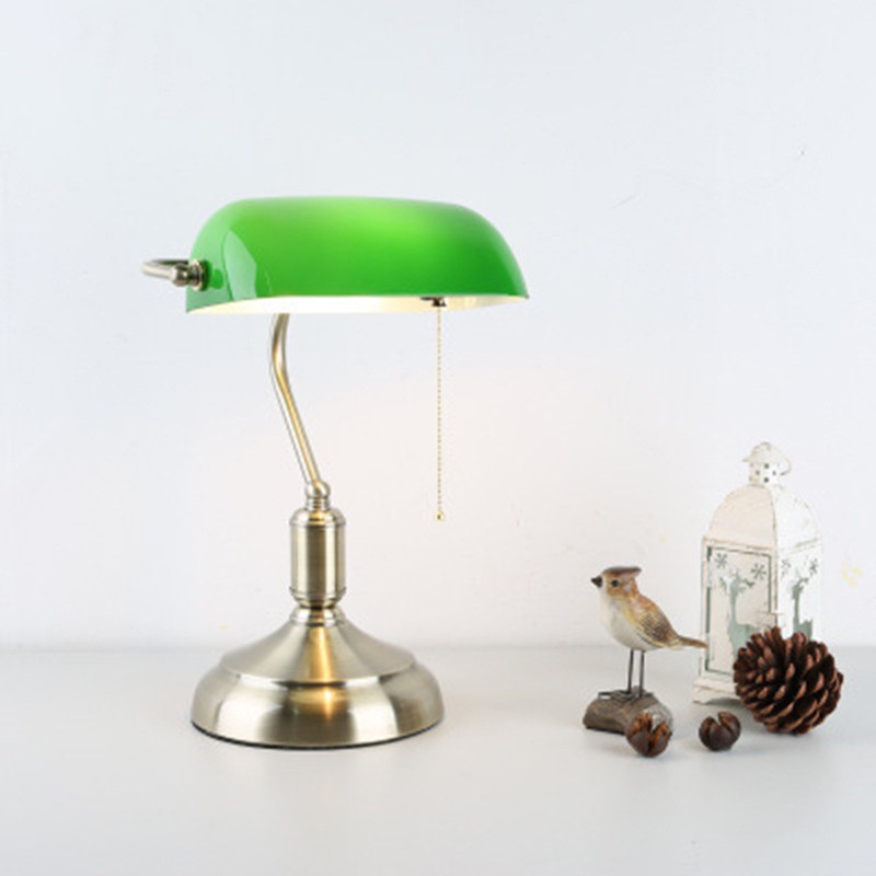 Vintage Glass Banker Desk Lamp Library Table Lamp S53