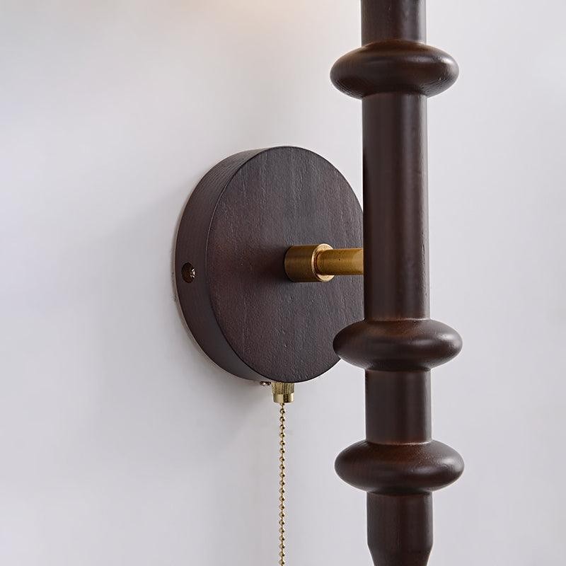 French Simple Vintage Bedside Wooden Glass Wall Lamp M428