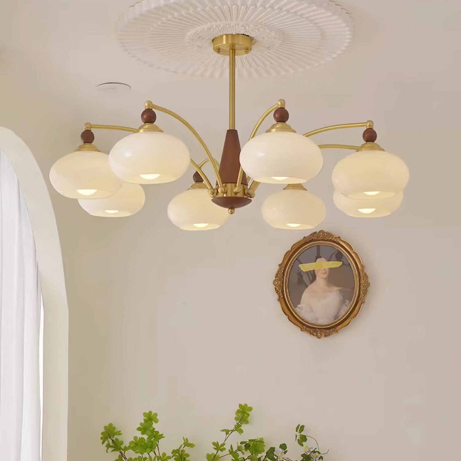 Vintage Multihead Persimmon Chandelier M431