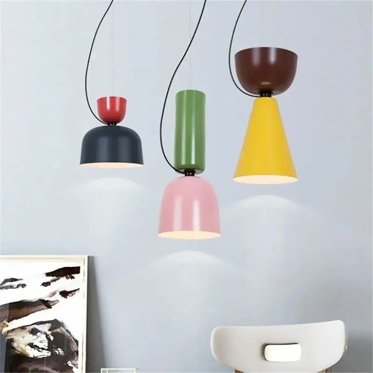 Sleek Alphabeta Pendant lamp in Vibrant Colors for Living Room S45