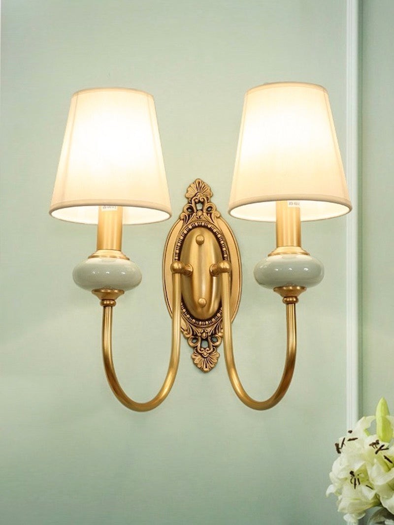 Elaris Elegant Fabric Copper Wall Sconce – Luxury European Style T447