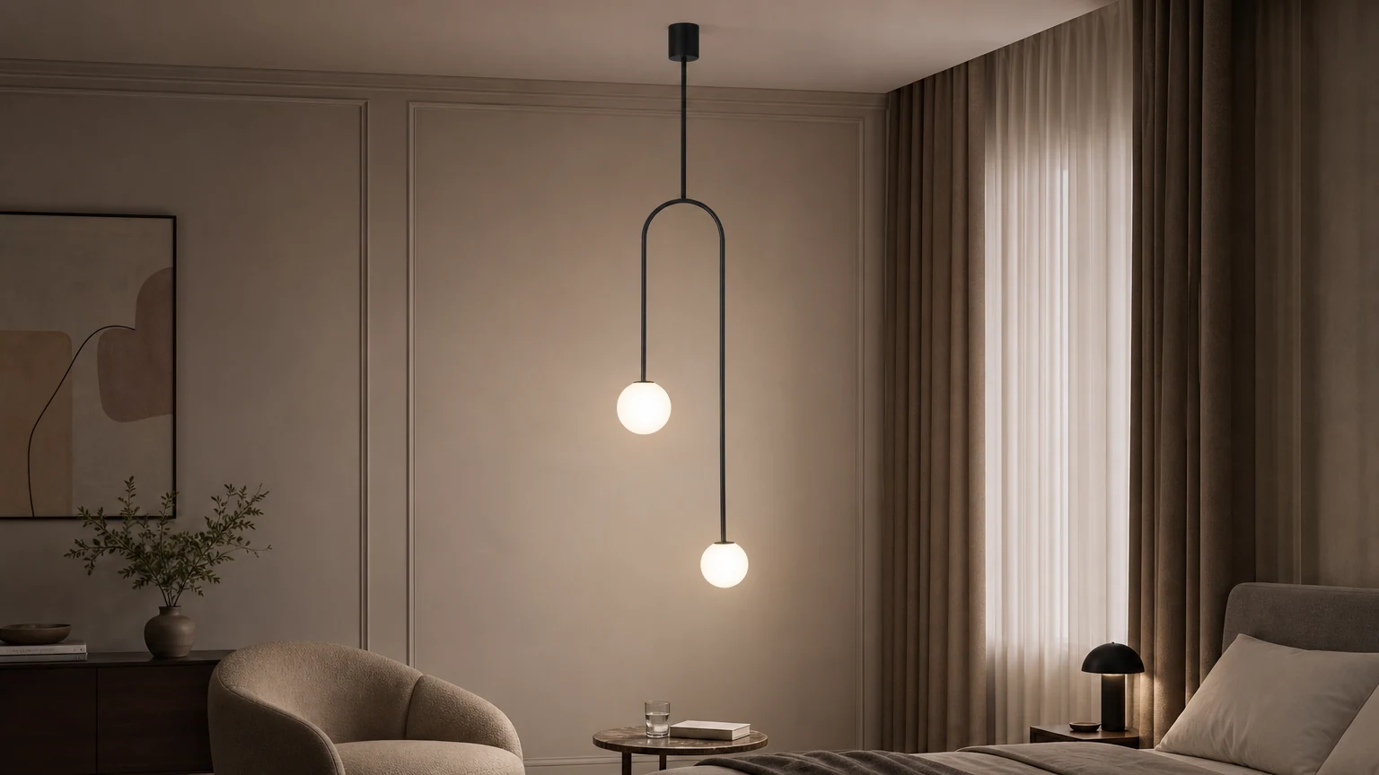 Lampa wisząca STROBE High Low zainstalowana w pomieszczeniu