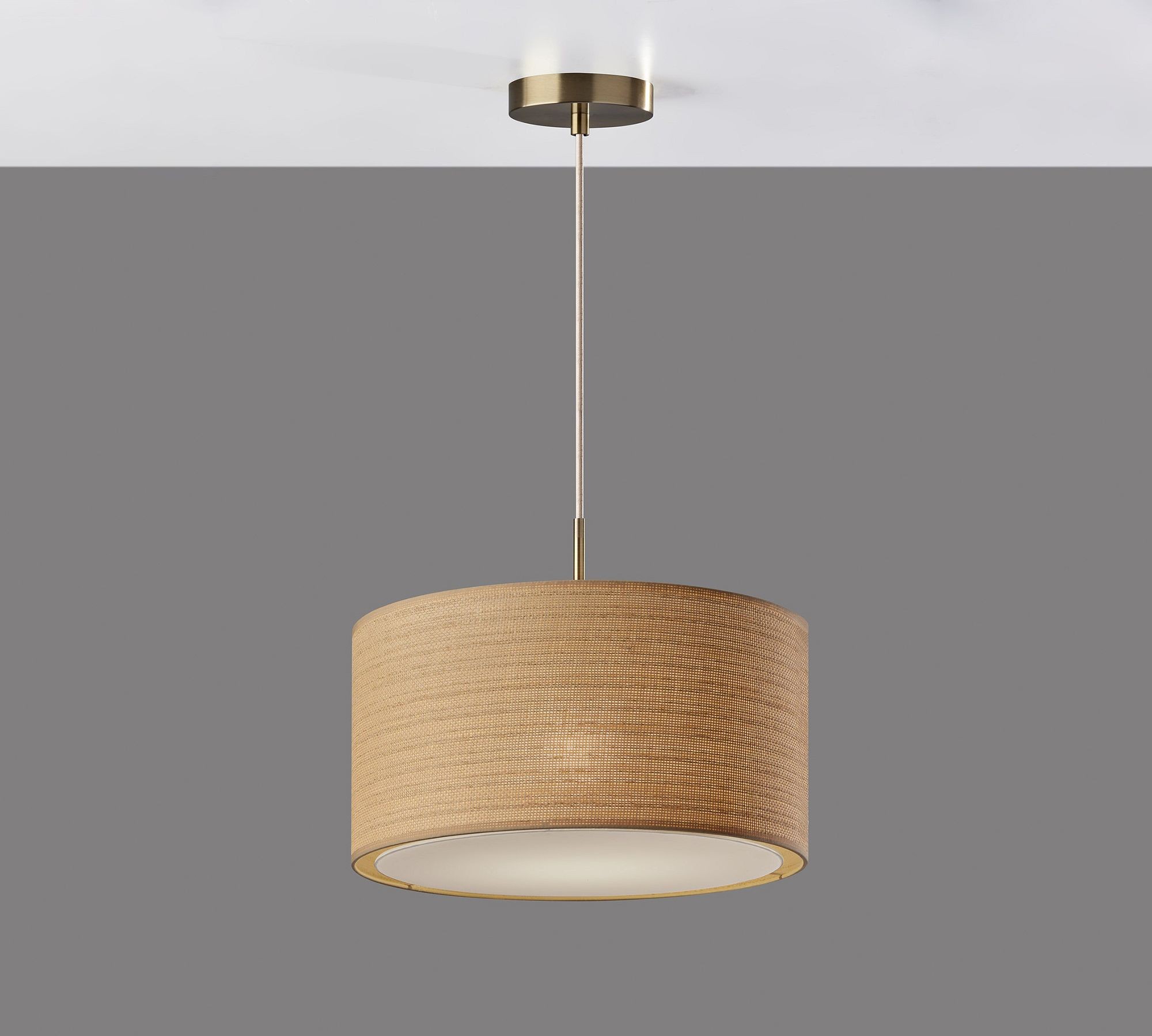 Dumora Fabric Drum Shade Pendant Light - Linen Design Hanging Light T274