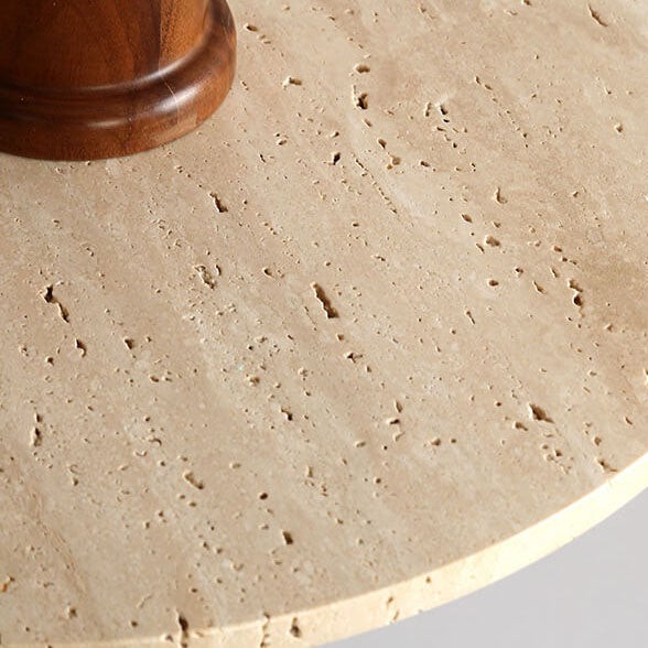Japanese Minimalist Round Yellow Travertine Shade 1-Light Semi-Flush Mount Ceiling Light G31