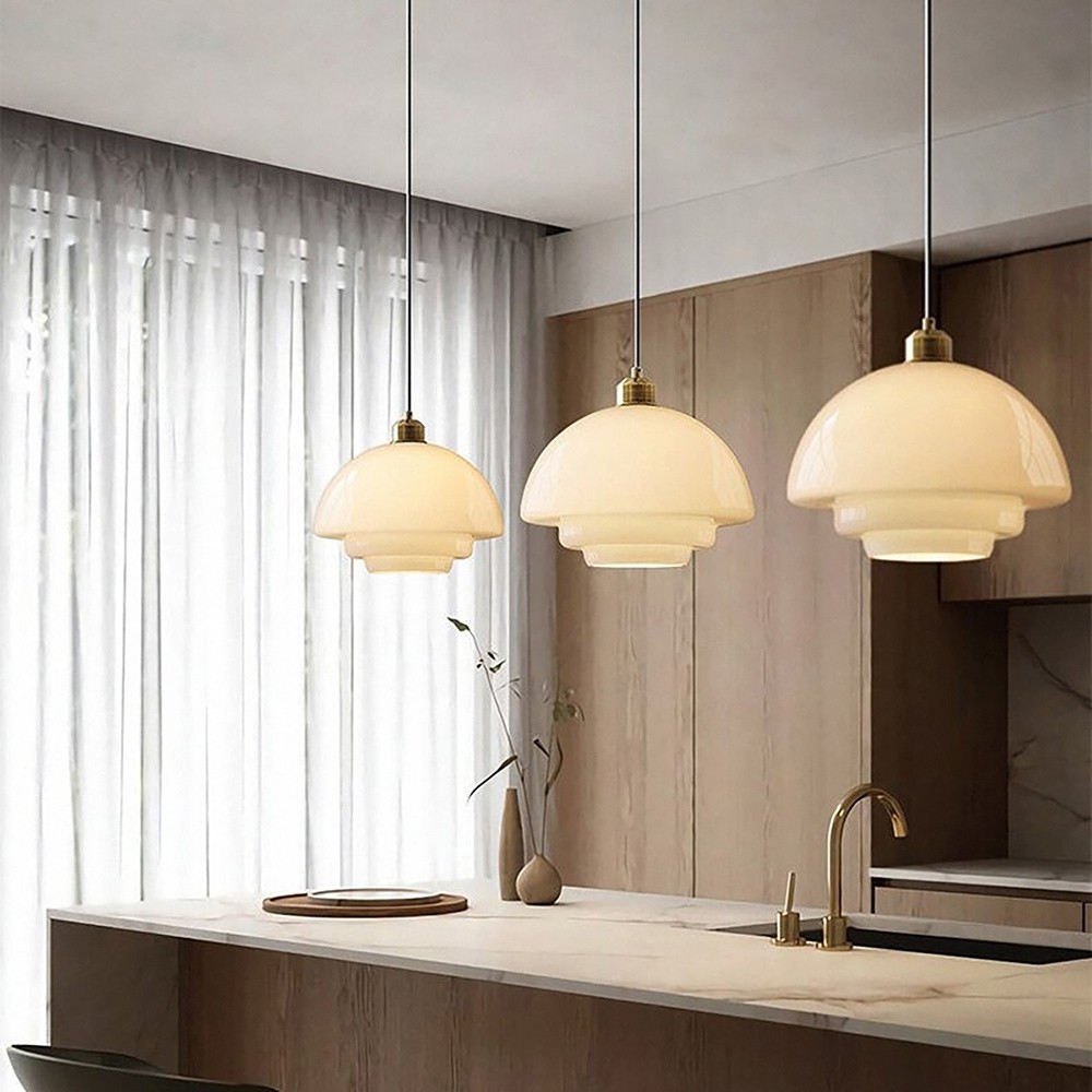 Mid-Century Art Milk White Glass Pendant Lamp S81