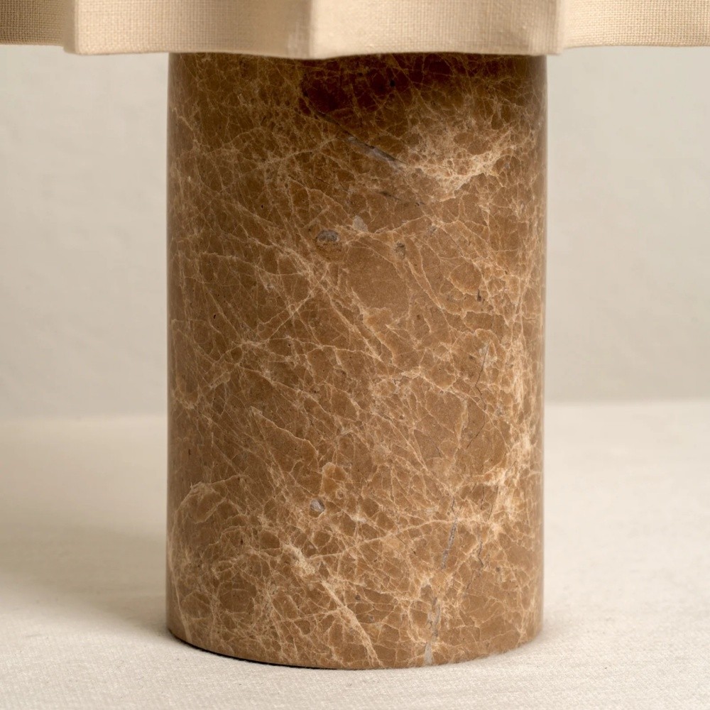 Cavilon Table Lamp with Fan-Shaped Linen Shade - Stone Finishes Suitable for Living Rooms T476