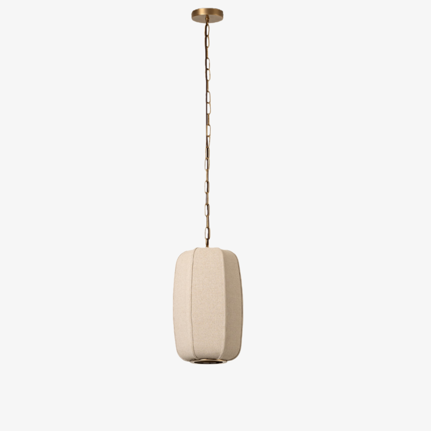 Loomis Tall Pendant - Textured Linen Shade Aged Brass Ceiling Light for Dining Room and Kitchen T481