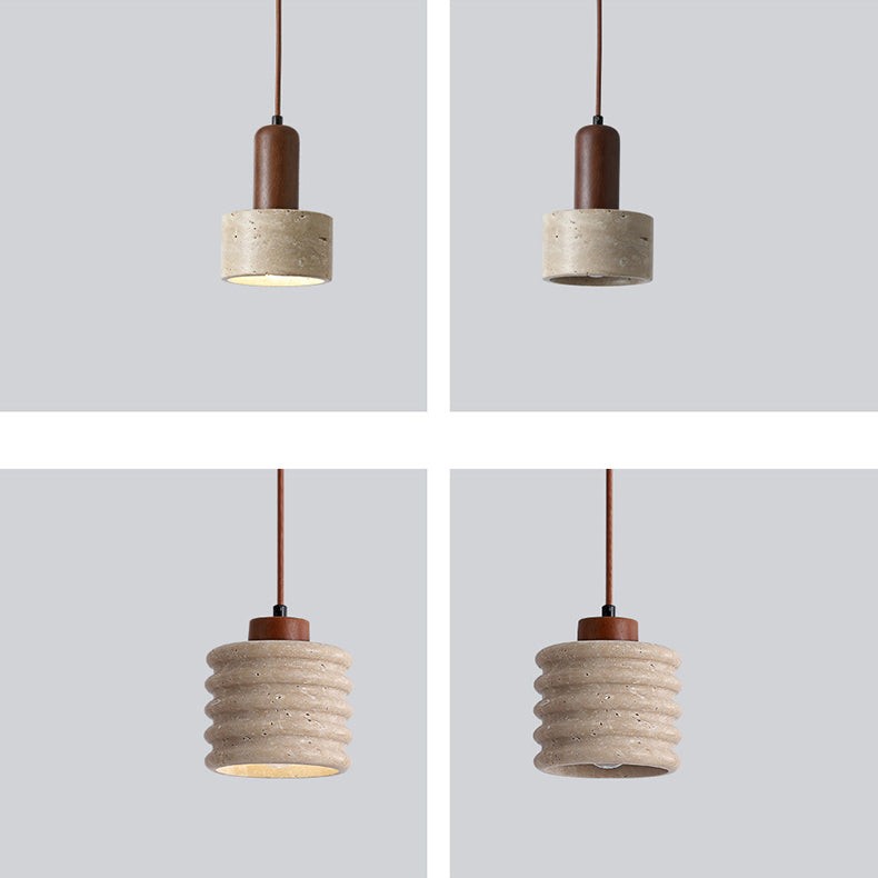 Traditional Retro Cylindrical Solid Wood Pendant Lamp M106