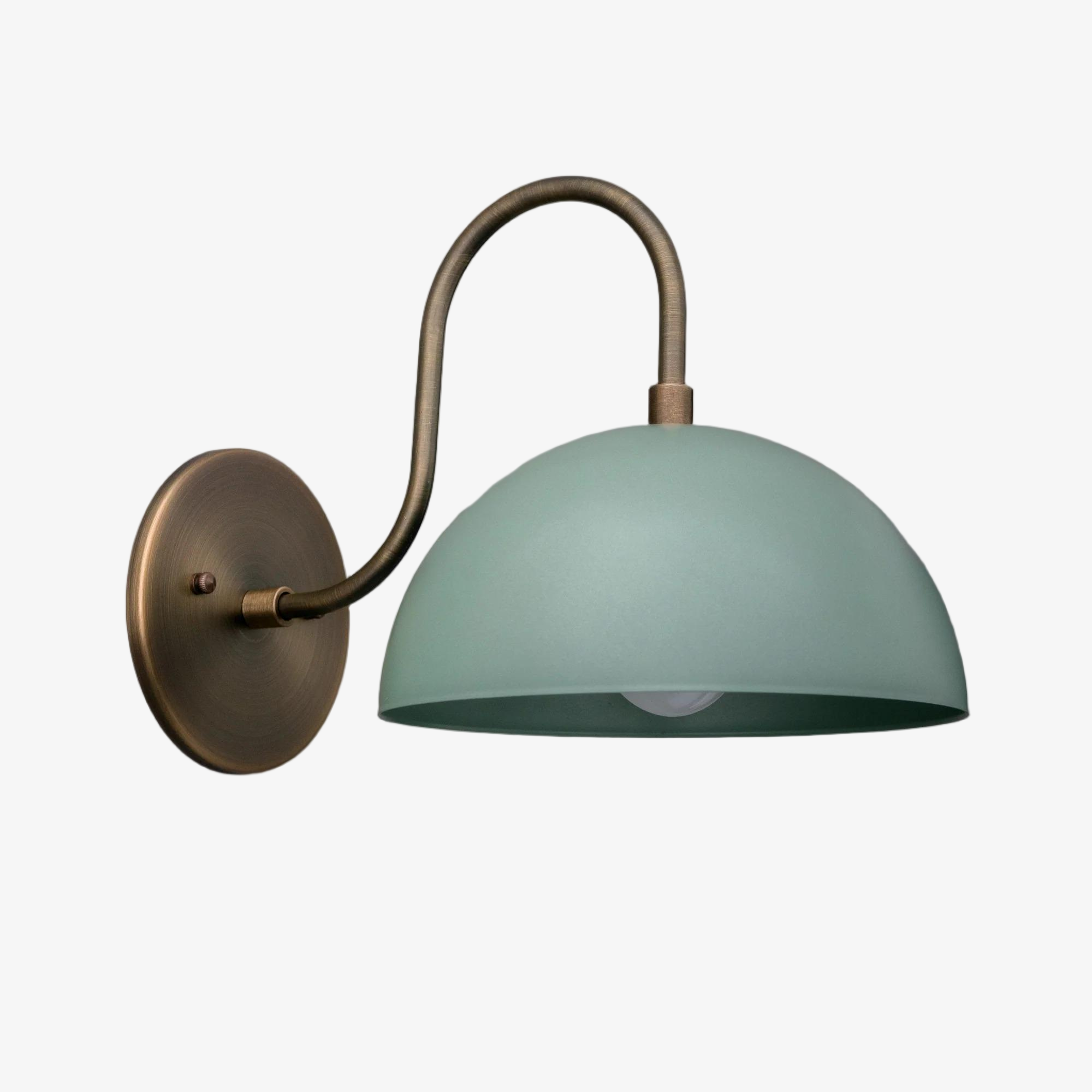 Curva Metal Industrial Wall Sconce - Curved Brass Arm - Hammered Dome Light Fixture T408
