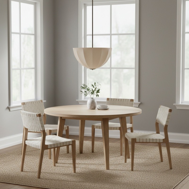 Lumarys Pendant / Flush Mount Lamp - Botanical-Inspired Linen Shade for Dining Area or Living Room T658
