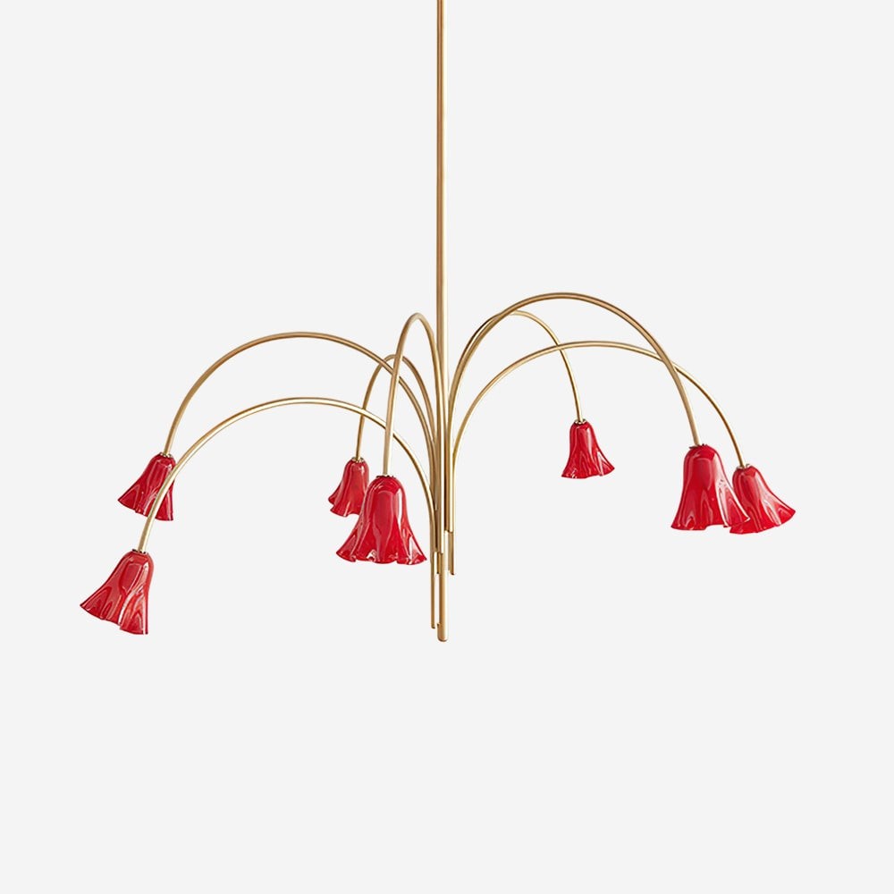 Bellina Modern Romantic Chandelier - Botanical Lily Design with Glass Flowers T280