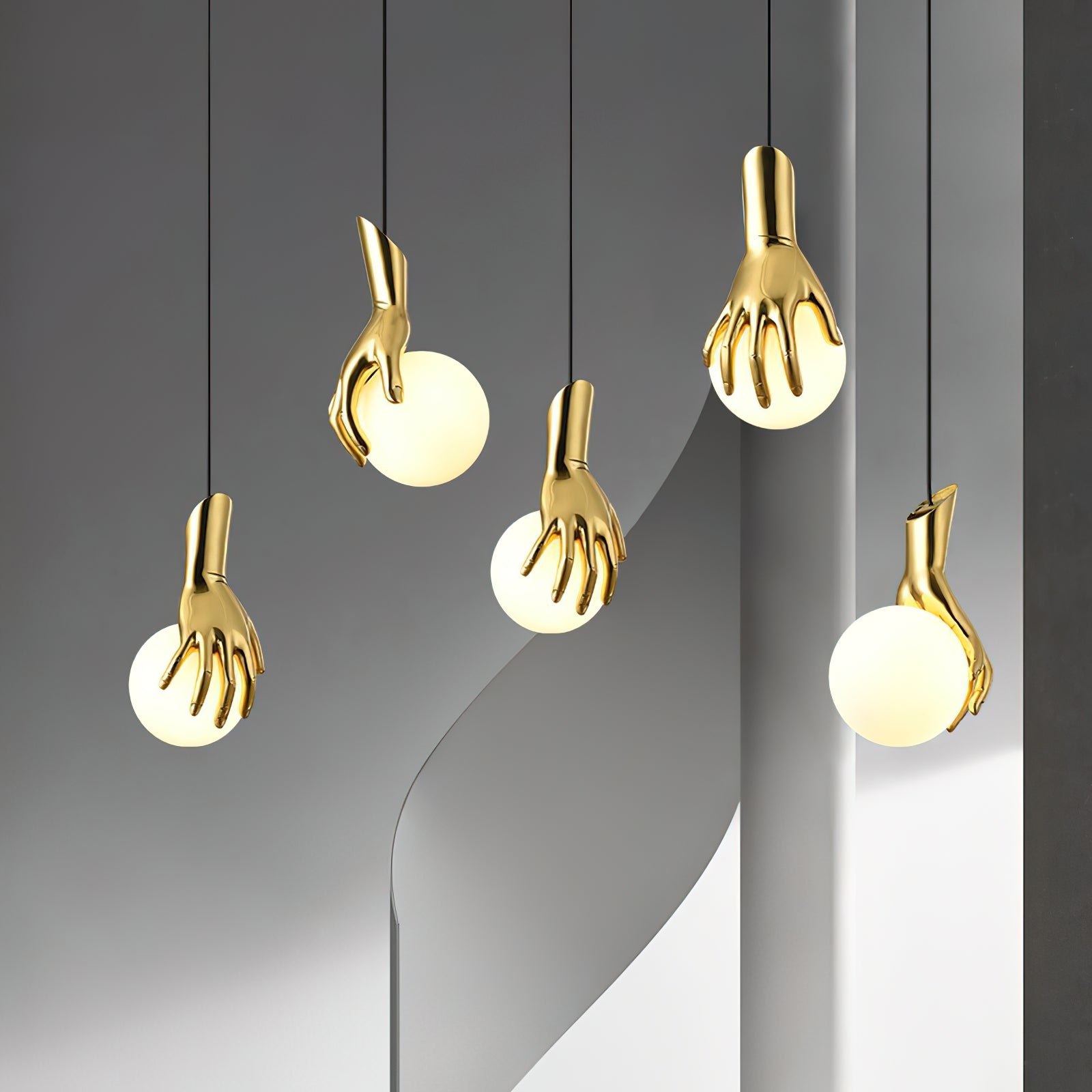 Hand Holding Globe Pendant Light D451