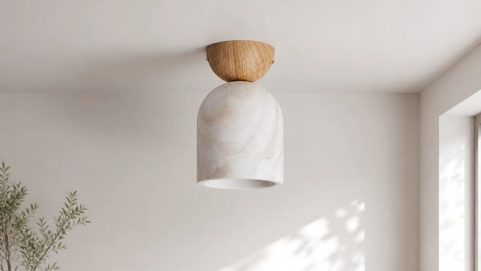 Lampa sufitowa Terrene Cone D686 zainstalowana w ciepłym wnętrzu