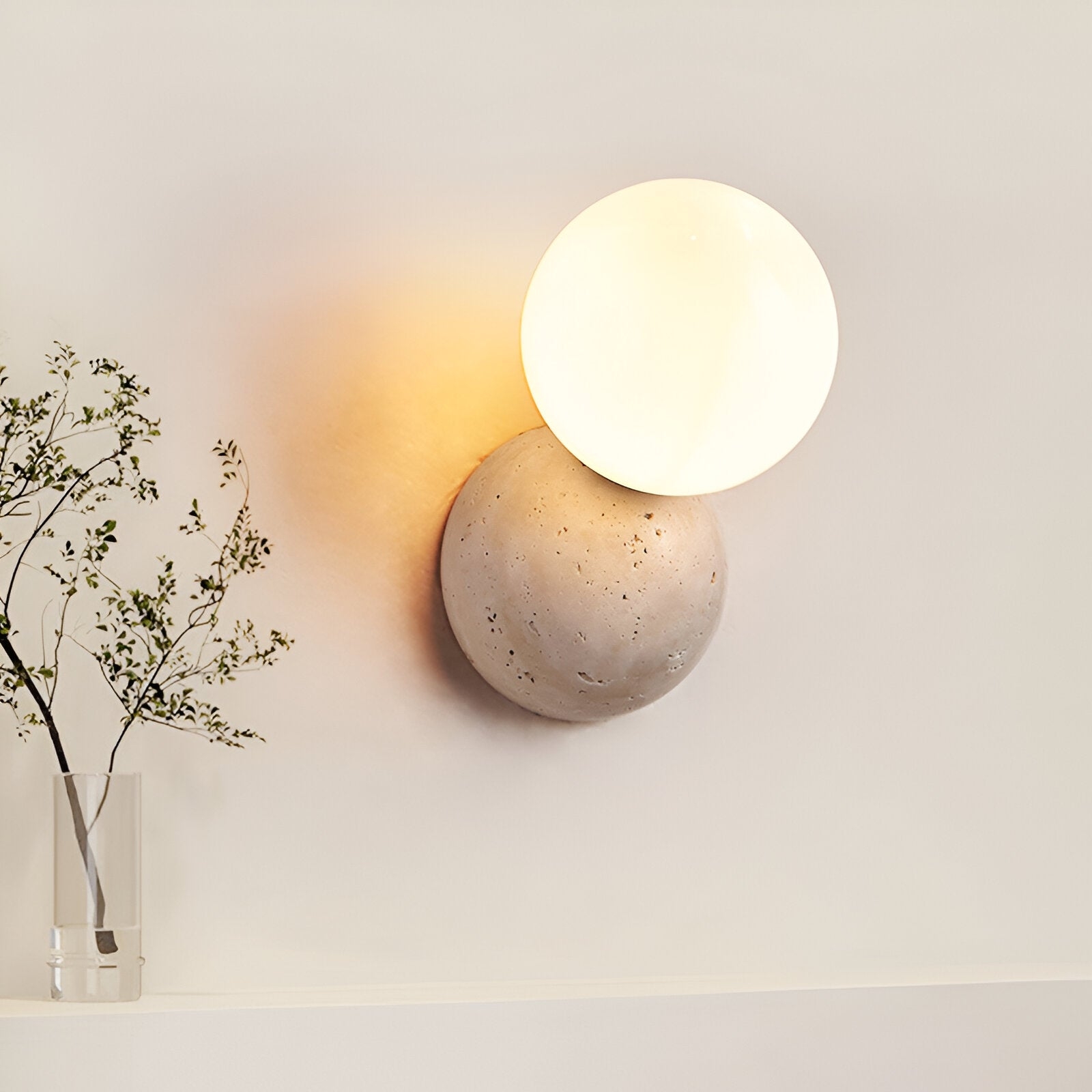 Travertine Round Glass Wall Fixture D939