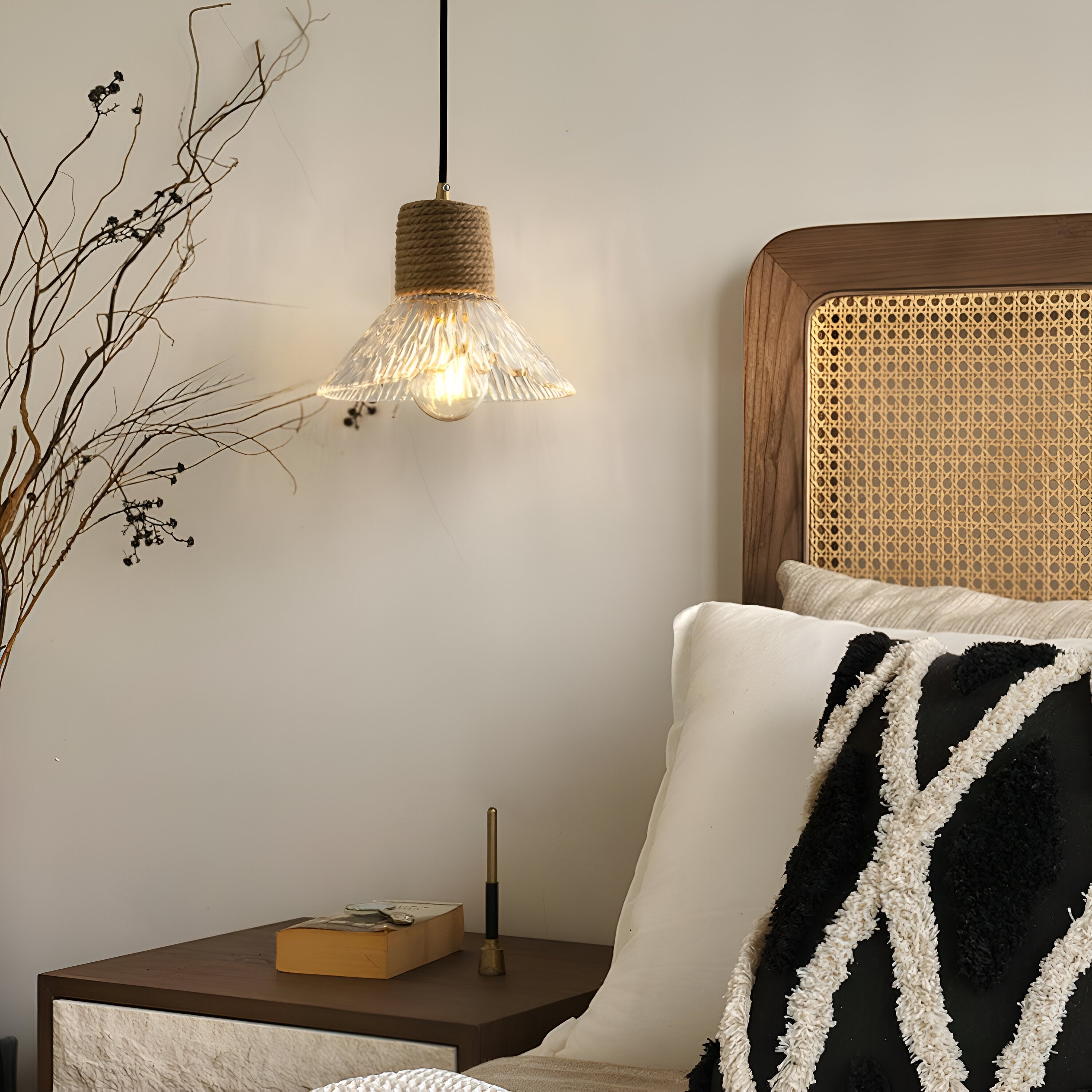 Nordic Hemp Rope Glass Pendant Light D938
