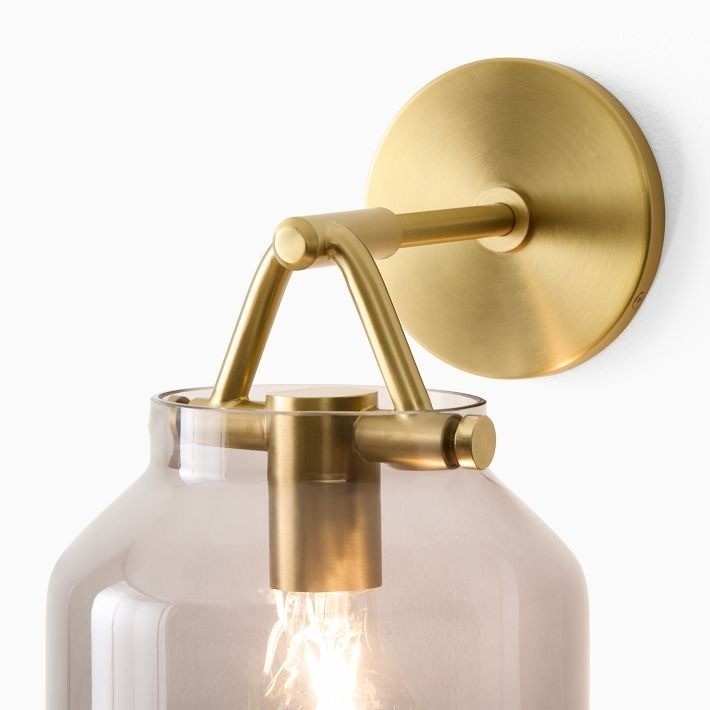 Hanton Modern Minimalist Brass and Glass Sconce – Damp Rated for Bathrooms T173