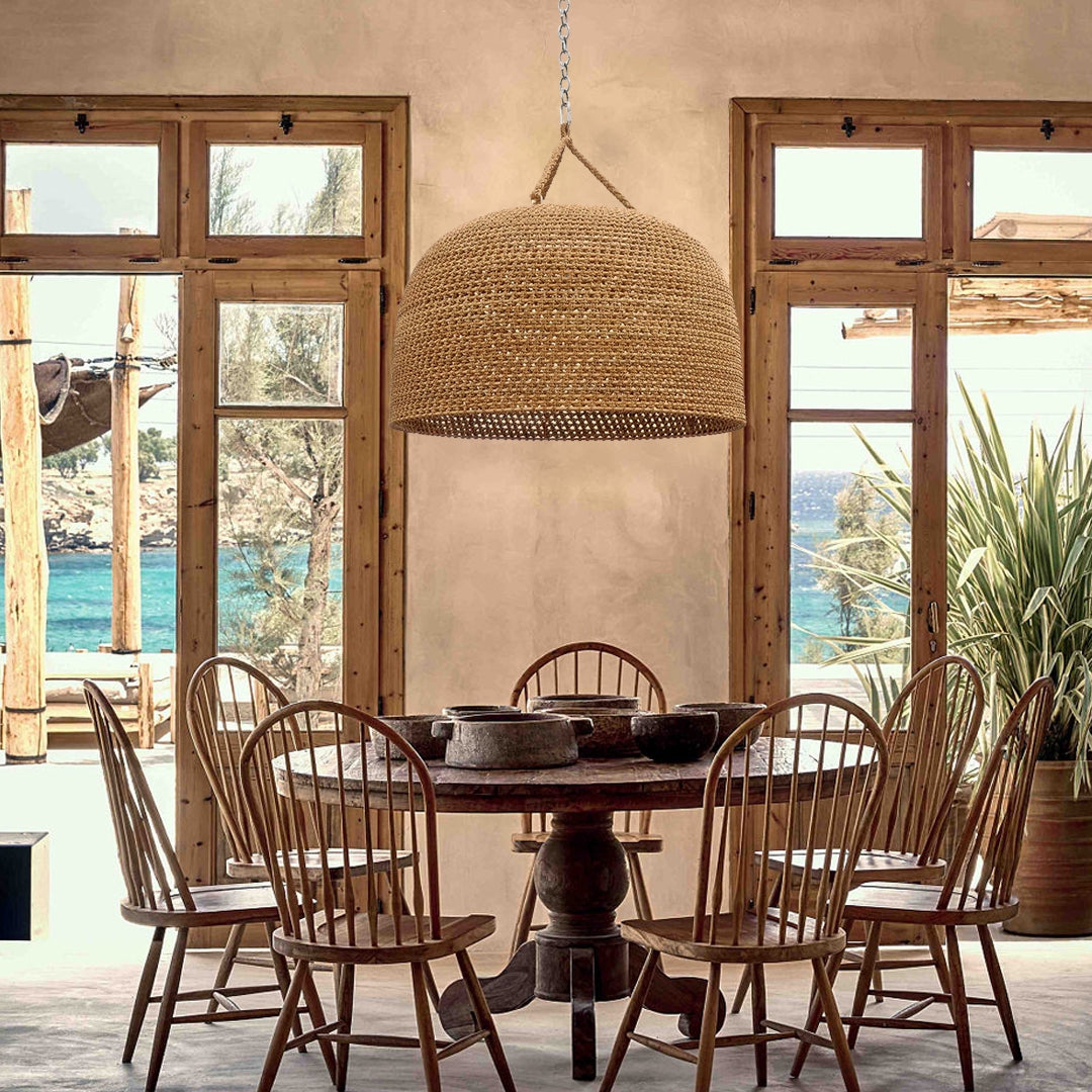 Natural Shadow Rattan Japandi Pendant Light D830