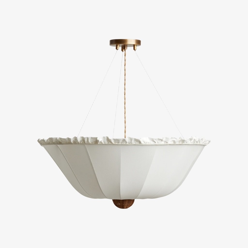 Wickara Ceiling Light Wicker Parasol Shade - Mixed-Material Ceiling Fixture for Living Room or Hallway T473