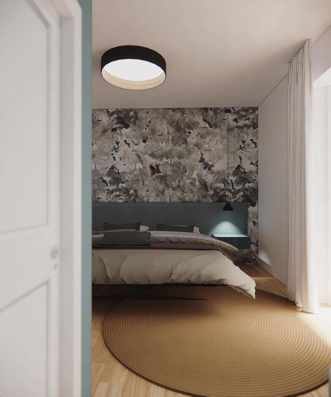 Japanese Minimalist Creative Wood Grain Round LED Ceiling Lamp M427