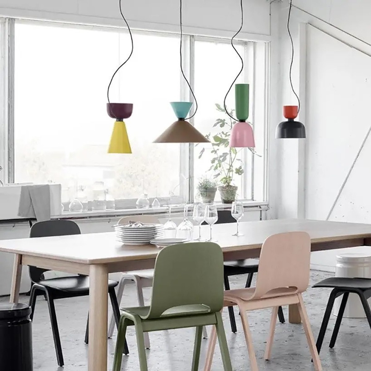 Sleek Alphabeta Pendant lamp in Vibrant Colors for Living Room S45
