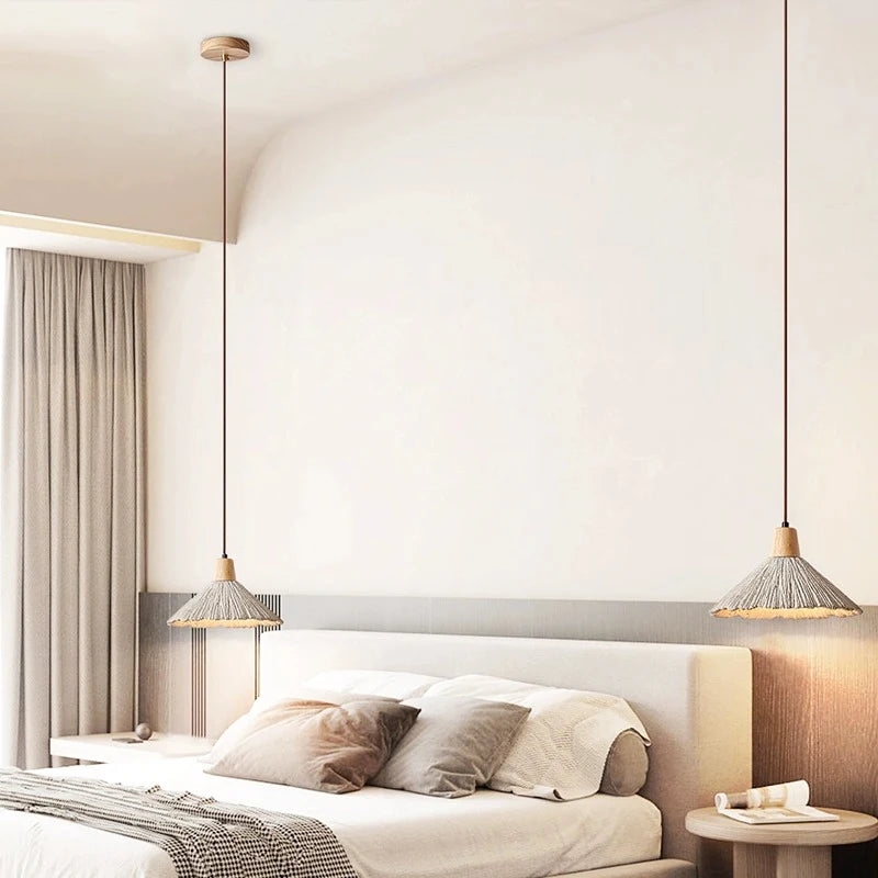 Cream Retro Wabi-Sabi LED Pendant Light D919