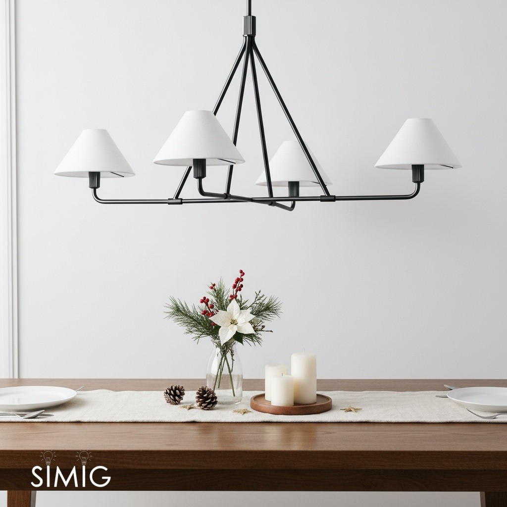 Diora Sleek Metal & Fabric Chandelier for Dining Room T038