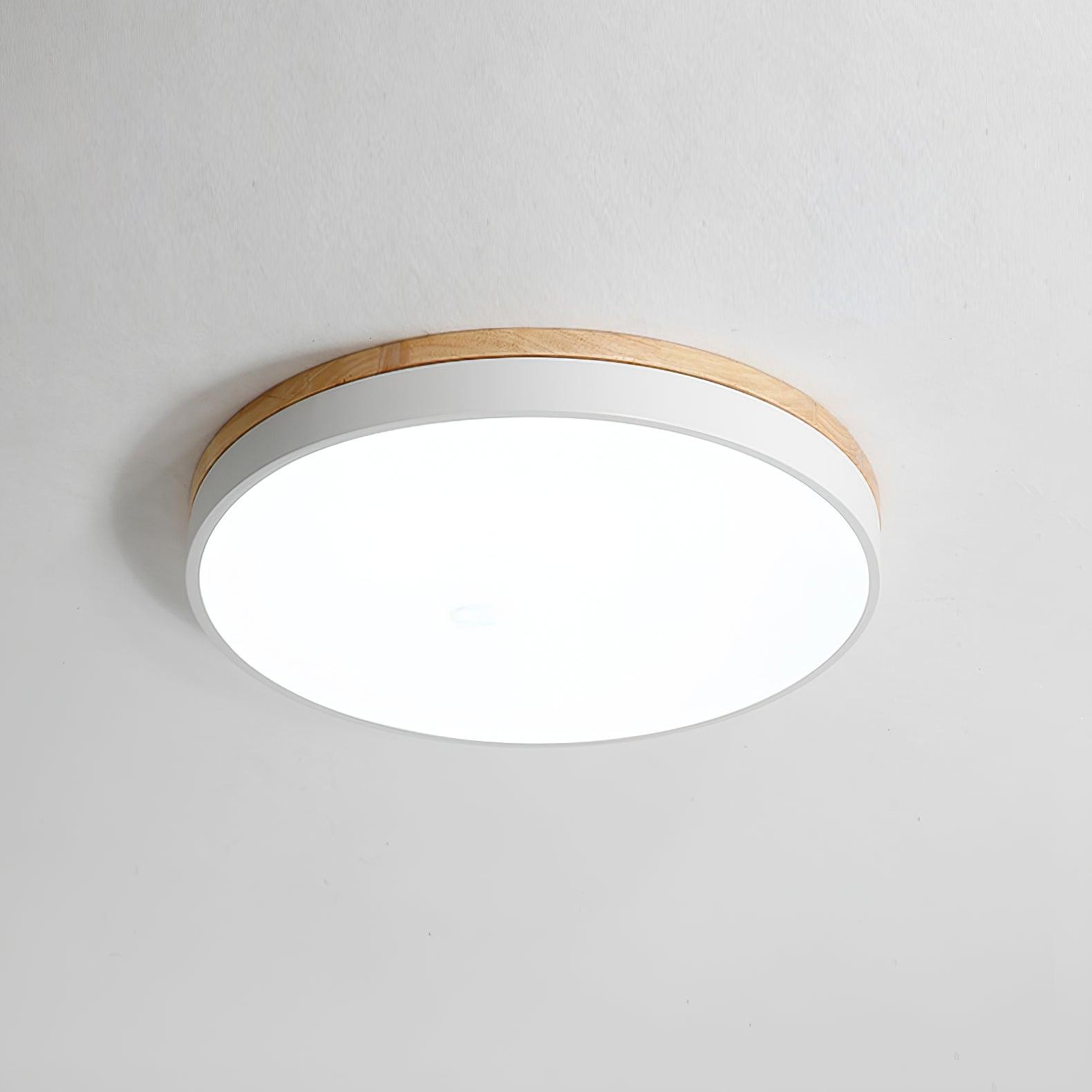 White Round Wooden Ceiling Lamp M298