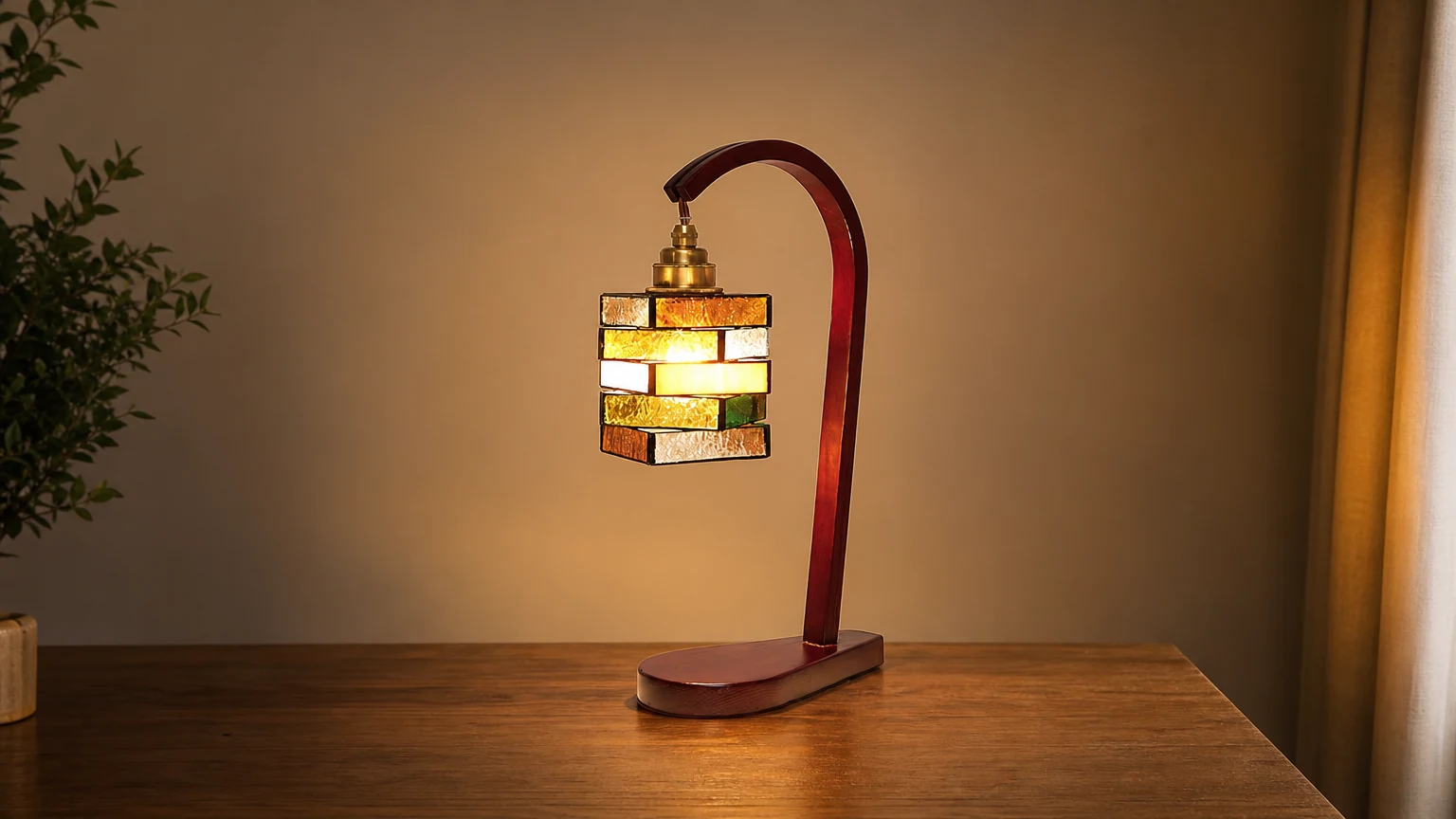 Lampa stołowa Brikra D122 w ciepłej oprawie wnętrza