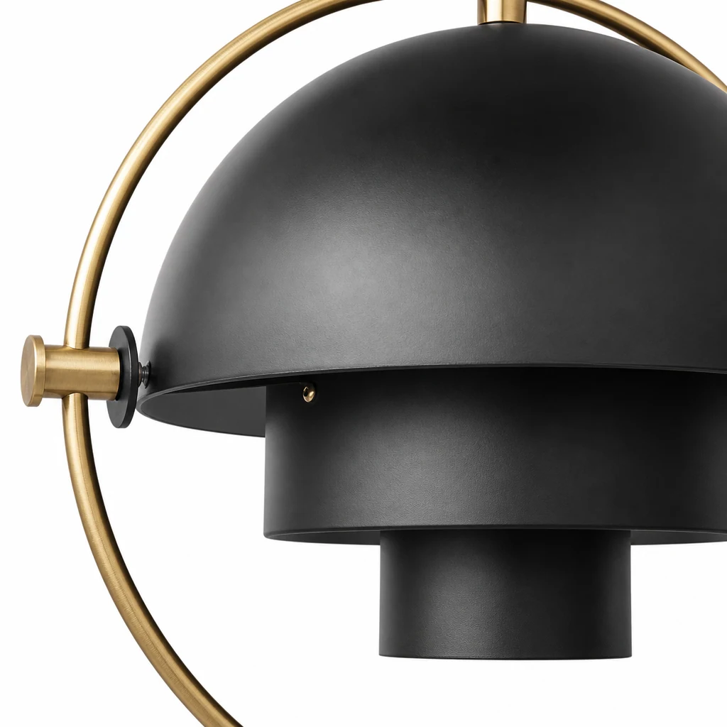 Close-up of the multilayer metal shade and finish detail
