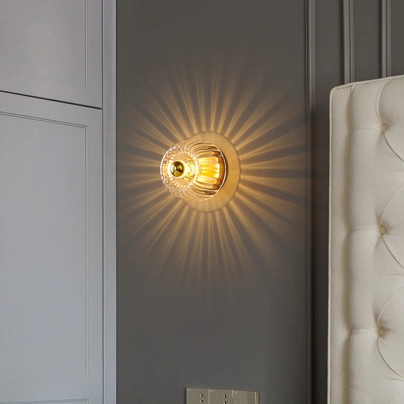Clara Rays Contemporary Brass Glass Ceiling Light D951