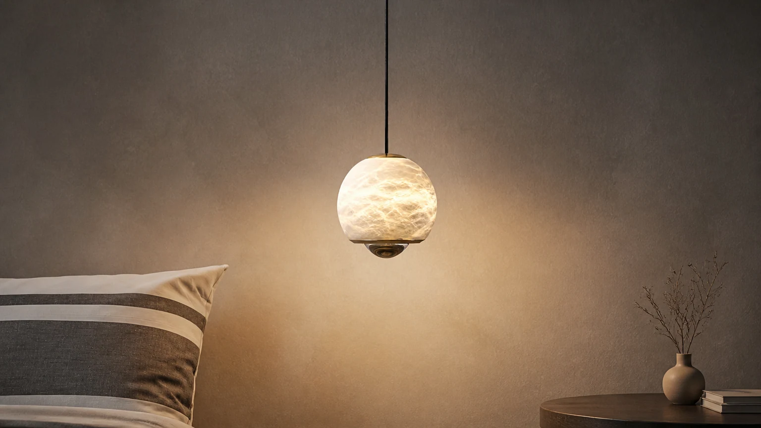 Lampa wisząca Ferox Alabaster D422 w ciepłym wnętrzu