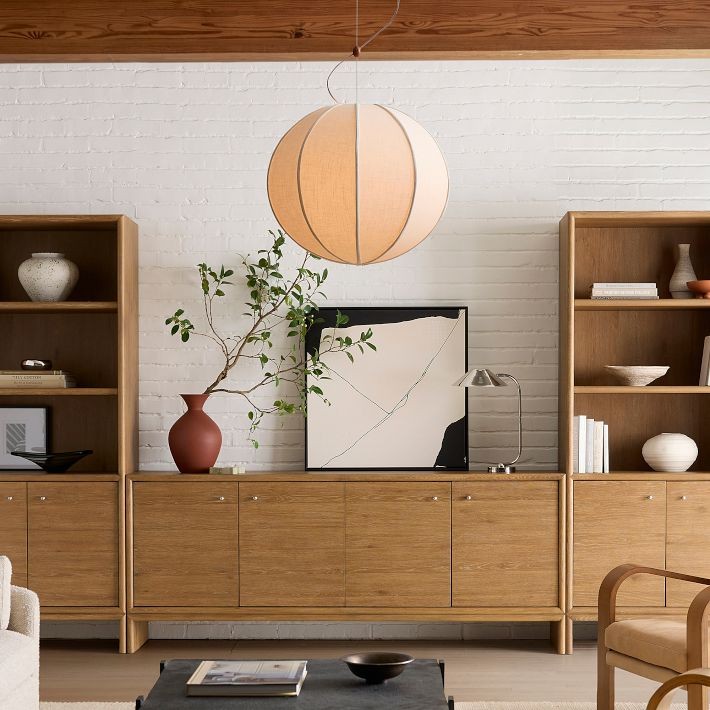 Alvian Pendant Light - Linen Shade with Adjustable Height for Cozy Dining T216
