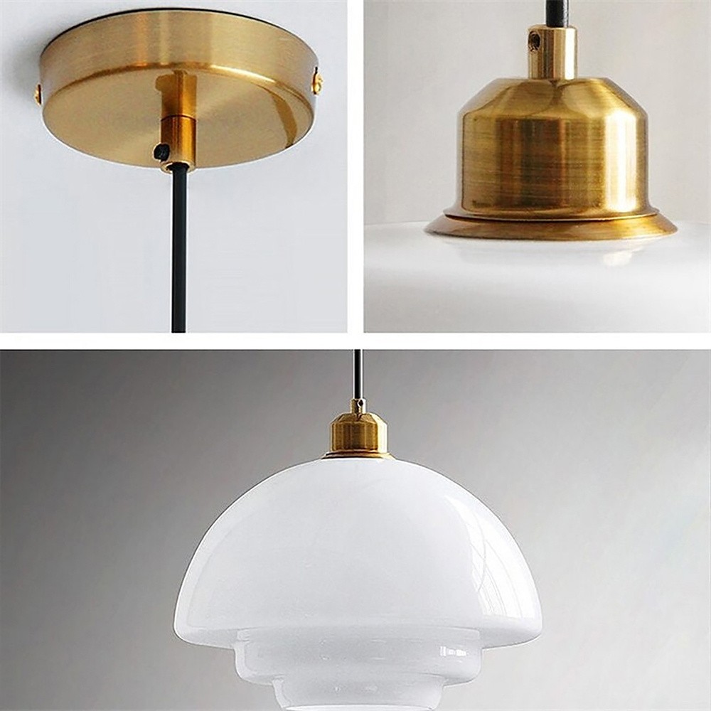 Mid-Century Art Milk White Glass Pendant Lamp S81