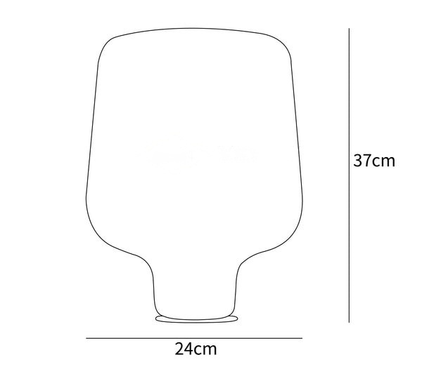Schemat rozmiarów lampy stołowej Glass Dome M323 o średnicy 24 cm i wysokości 37 cm