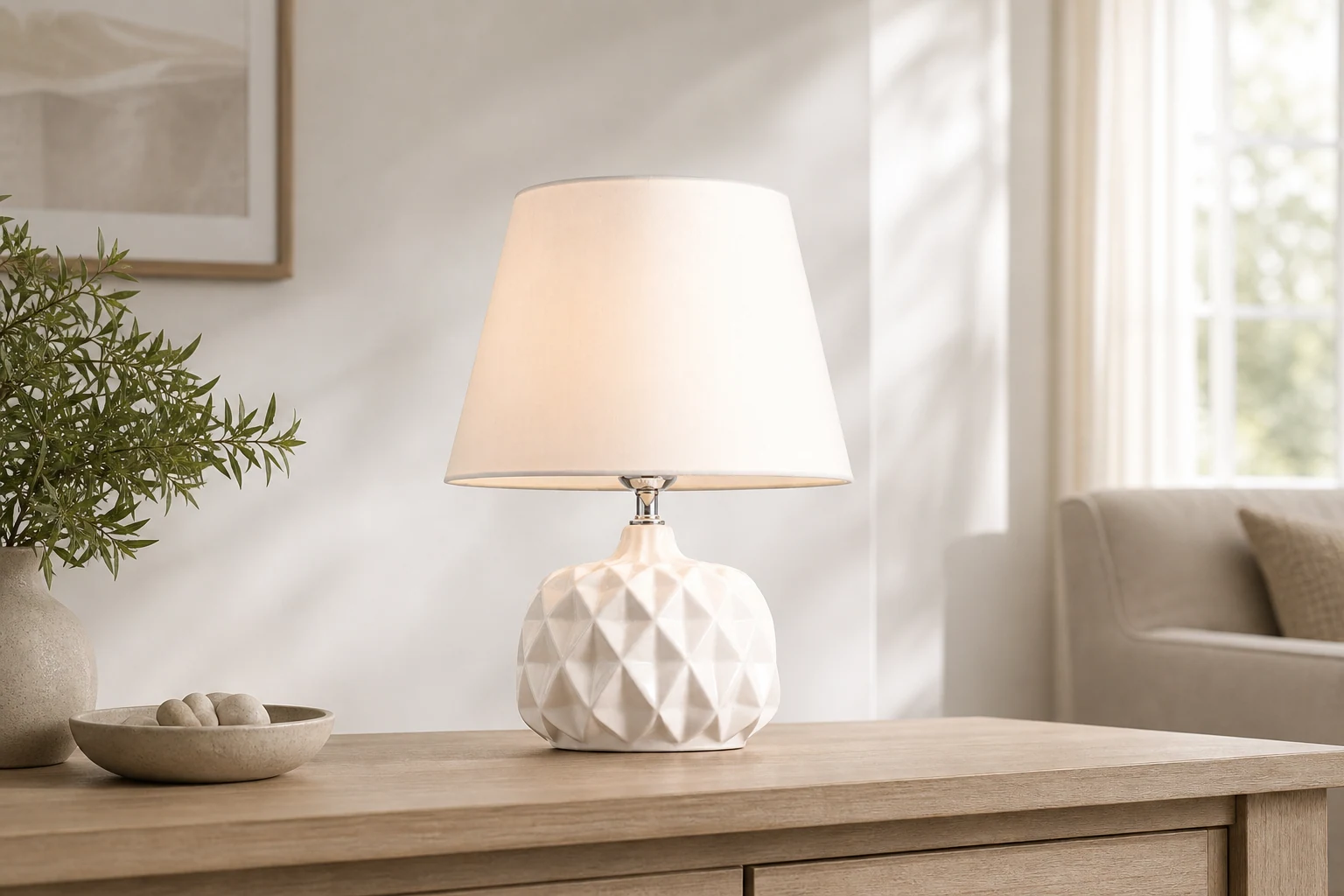 Lampa stołowa TERRA pokazana w pomieszczeniu lifestylowym