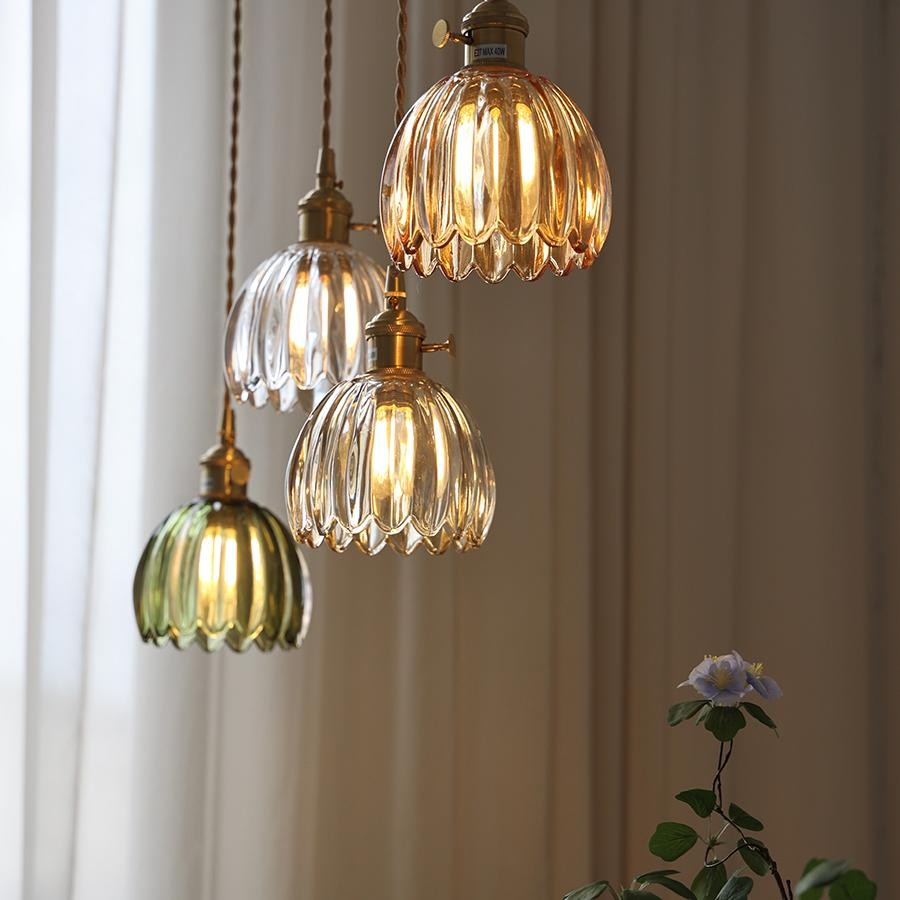 Japanese Retro Glass Flower Pendant Light S28